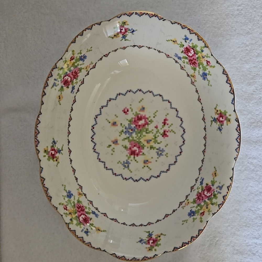 Vintage Royal Albert Petit Point  Oval Vegetable Serving Bowl Bone China